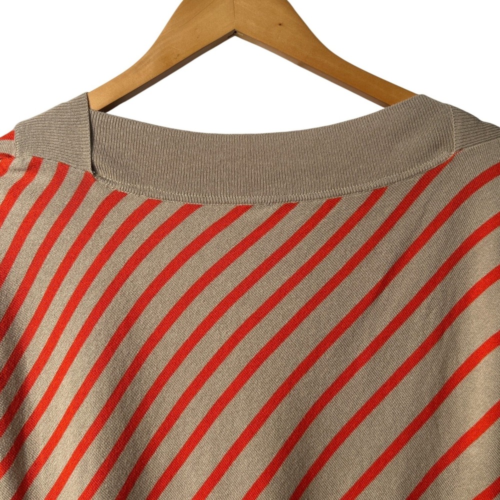 PLANET by Lauren G Stripe Knit Top M Beige Orange Cotton Modal Silk Avant Garde - Picture 11 of 14